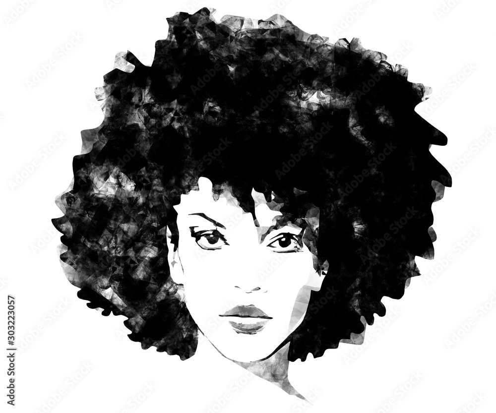African American woman with big afro hair black and white fashion background sketch illustration painting Stock Illustration | Adobe Stock African American Woman With Big Afro Hair Black And White Fashion Background Sketch Illustration Painting Stock Illustration | Adobe Stock