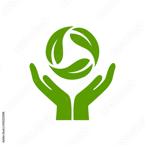 Eco recycle green logo design – stock vector