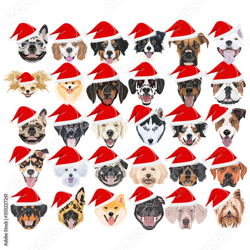 Illustration Frohe Weihnachten mit Hunden