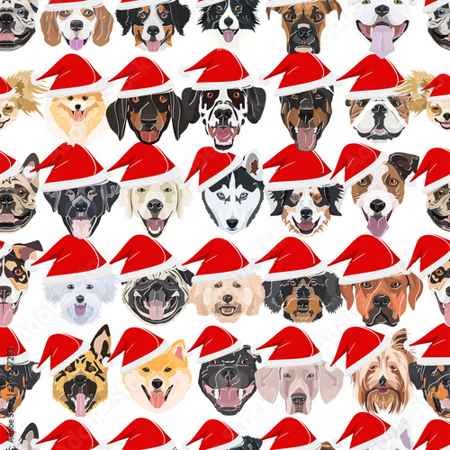 Illustration Hunde nahtloses Muster Frohe Weihnachten