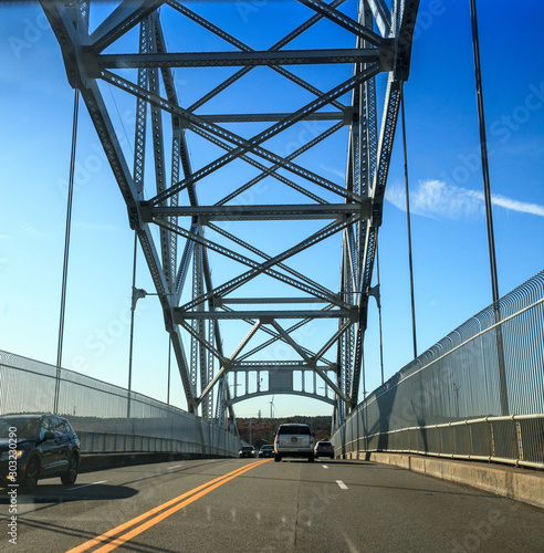 Sagamore Bridge in Bourne, Massachusetts on the highway headed toward the City of Boston. photo