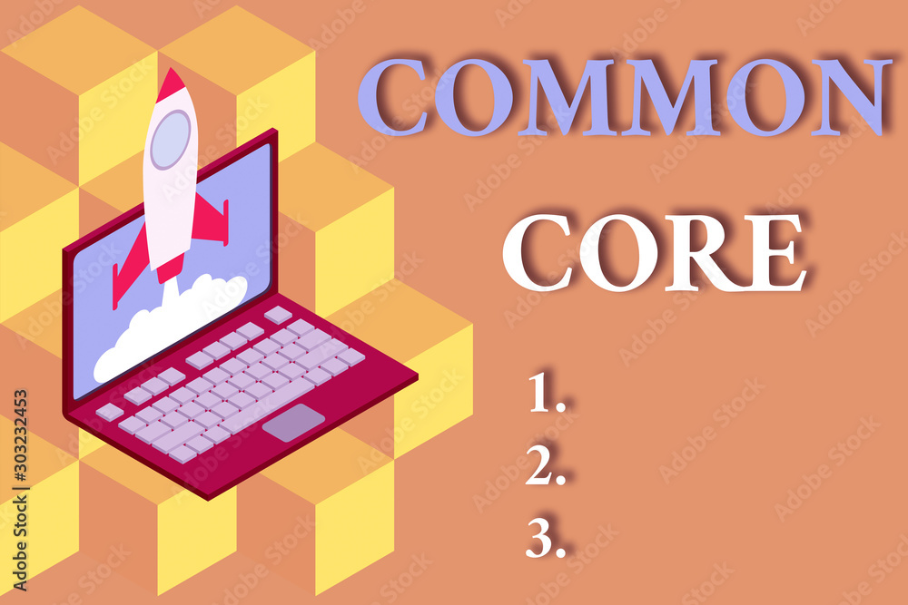 custom made wallpaper toronto digitalWord writing text Common Core. Business photo showcasing set of academic standards in mathematics and English language Rocket launching clouds laptop background. Startup project growing. SEO