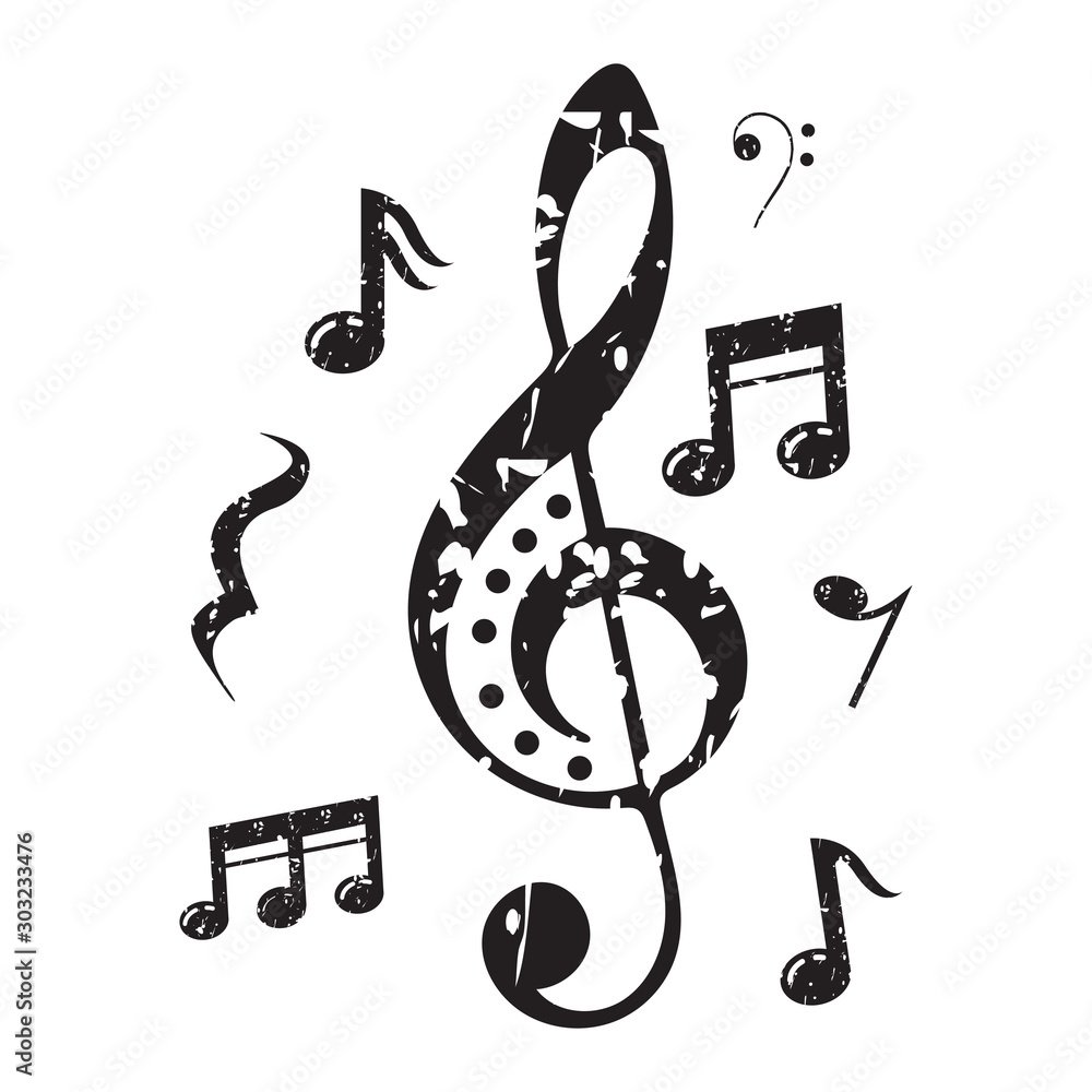 Music note icons, music scales, musical elements, and scales in vector
