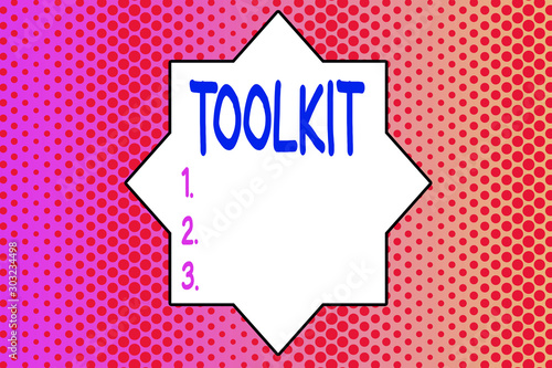 Writing note showing Toolkit. Business concept for set of tools kept in a bag or box and used for a particular purpose Endless Different Sized Polka Dots in Random Repeated Mirror Reflection