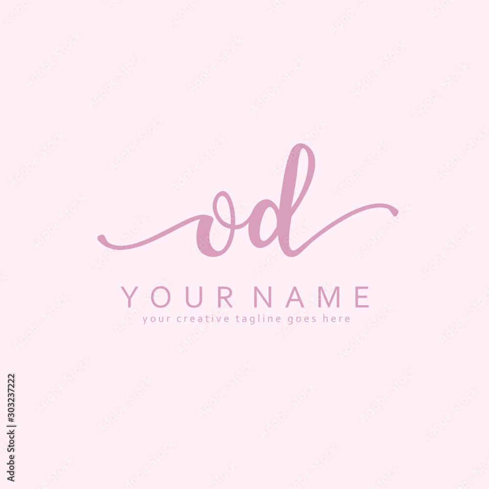 Handwriting O D OD initial logo template vector Handwriting O D OD initial logo template vector