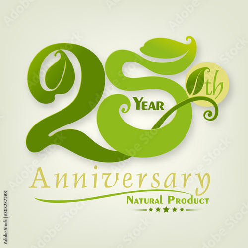 Natural and leaf of Number 25 Anniversary year