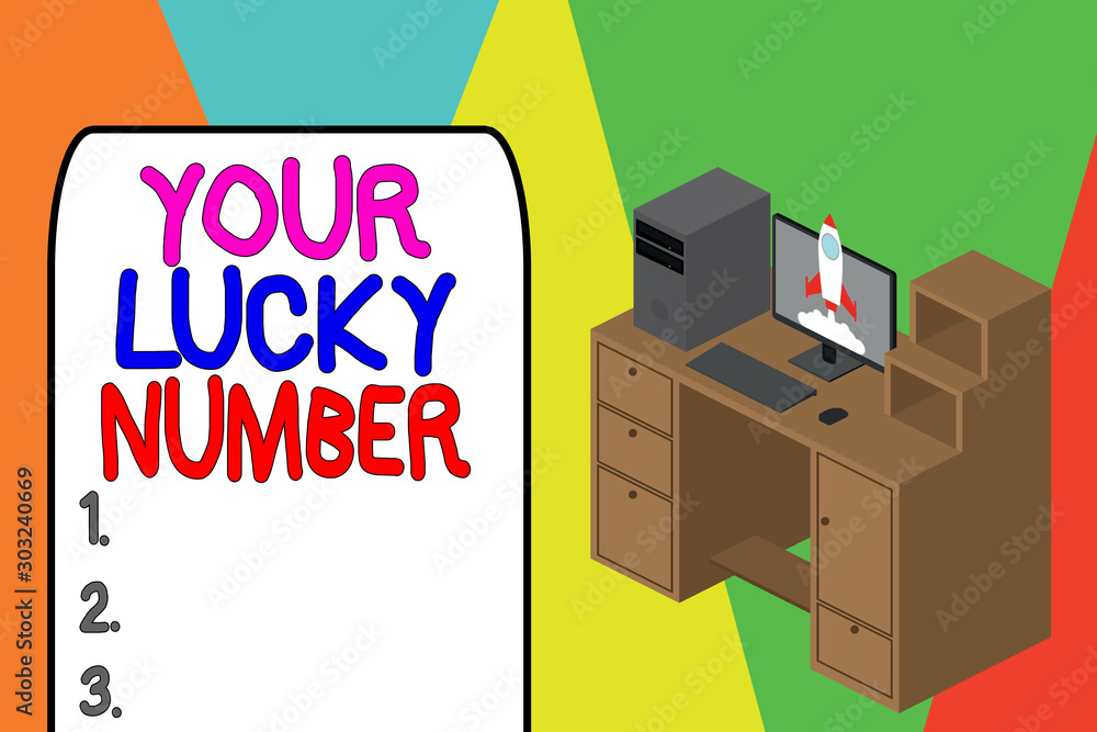 Word writing text Your Lucky Number. Business photo showcasing believing in letter Fortune Increase Chance Casino Working desktop station drawers personal computer launching rocket clouds Word writing text Your Lucky Number. Business photo showcasing believing in letter Fortune Increase Chance Casino Working desktop station drawers personal computer launching rocket clouds