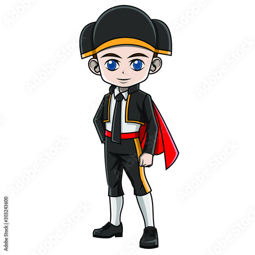 cartoon boy wearing Spanish costume