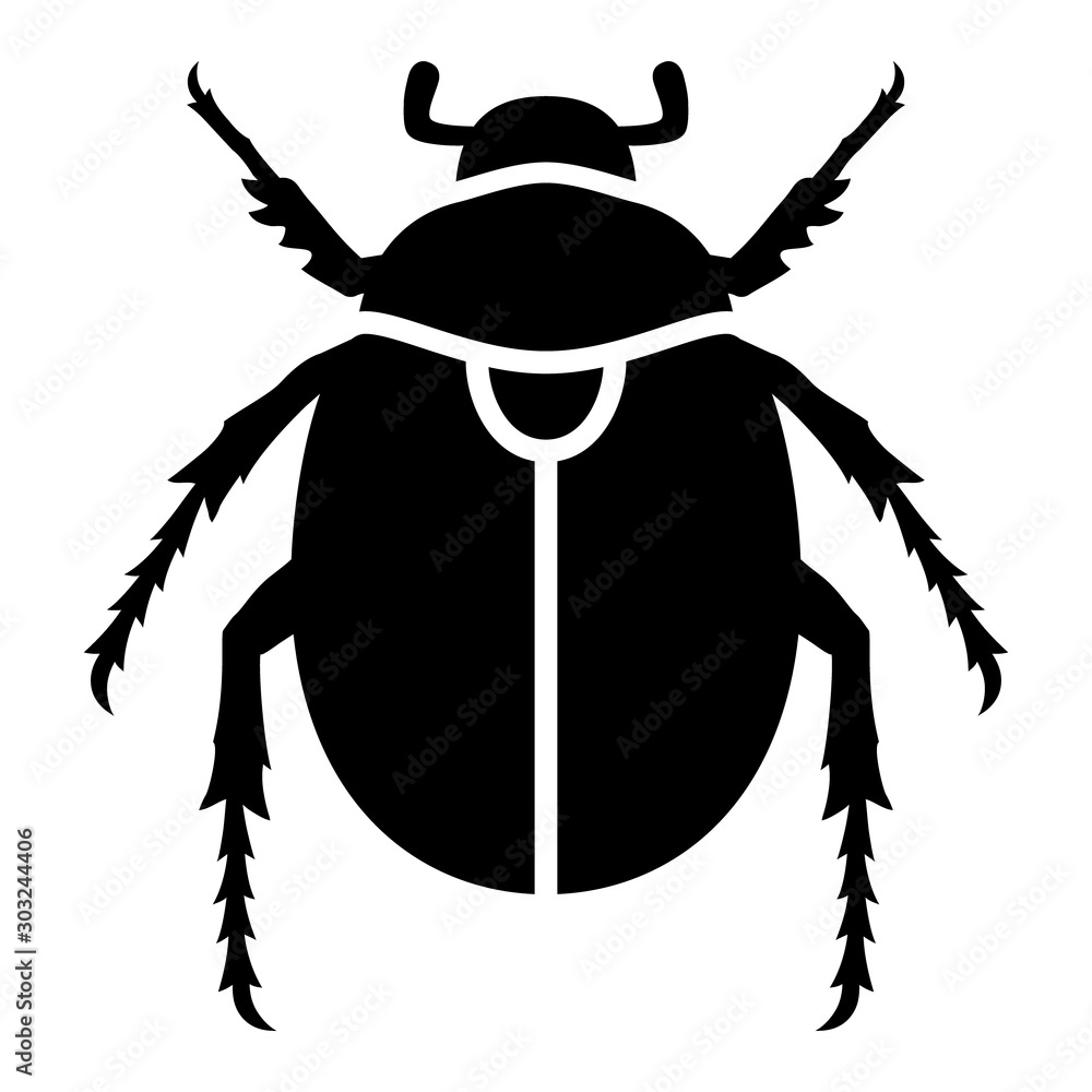 Fotografie Scarab beetle flat vector icon for wildlife apps and websites