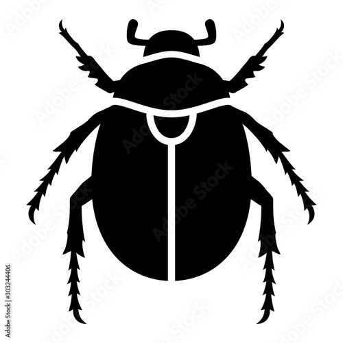 Slika na platnu Scarab beetle flat vector icon for wildlife apps and websites