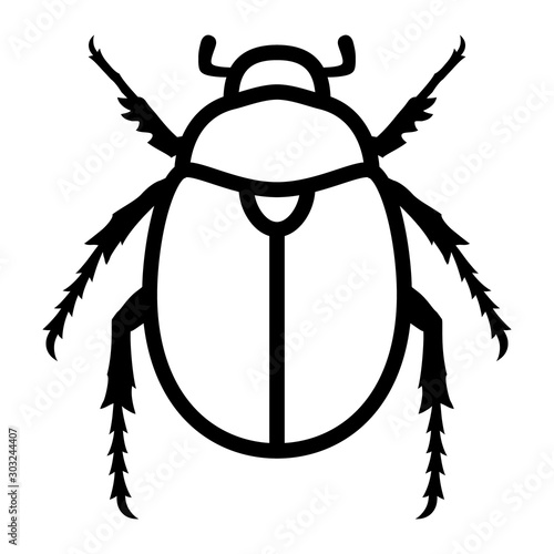 Scarab beetle line art vector icon for wildlife apps and websites