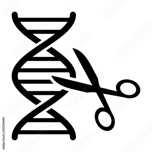 DNA gene / genome editing with scissors or eugenics flat vector icon for science apps and websites