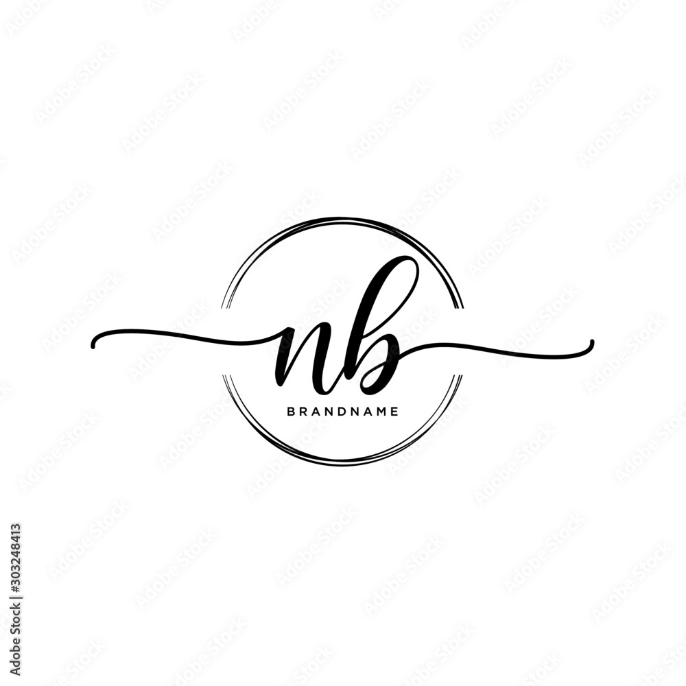 NB Initial handwriting logo with circle template vector. NB Initial handwriting logo with circle template vector.