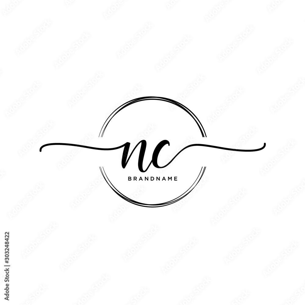 NC Initial handwriting logo with circle template vector. NC Initial handwriting logo with circle template vector.