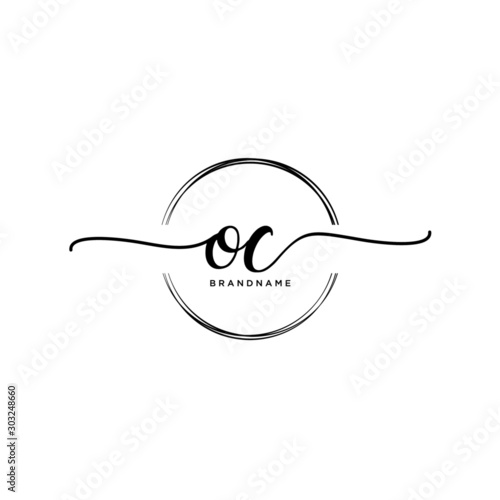 OC Initial handwriting logo with circle template vector. photo