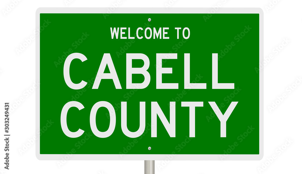 Rendering of a green 3d highway sign for Cabell County Rendering of a green 3d highway sign for Cabell County