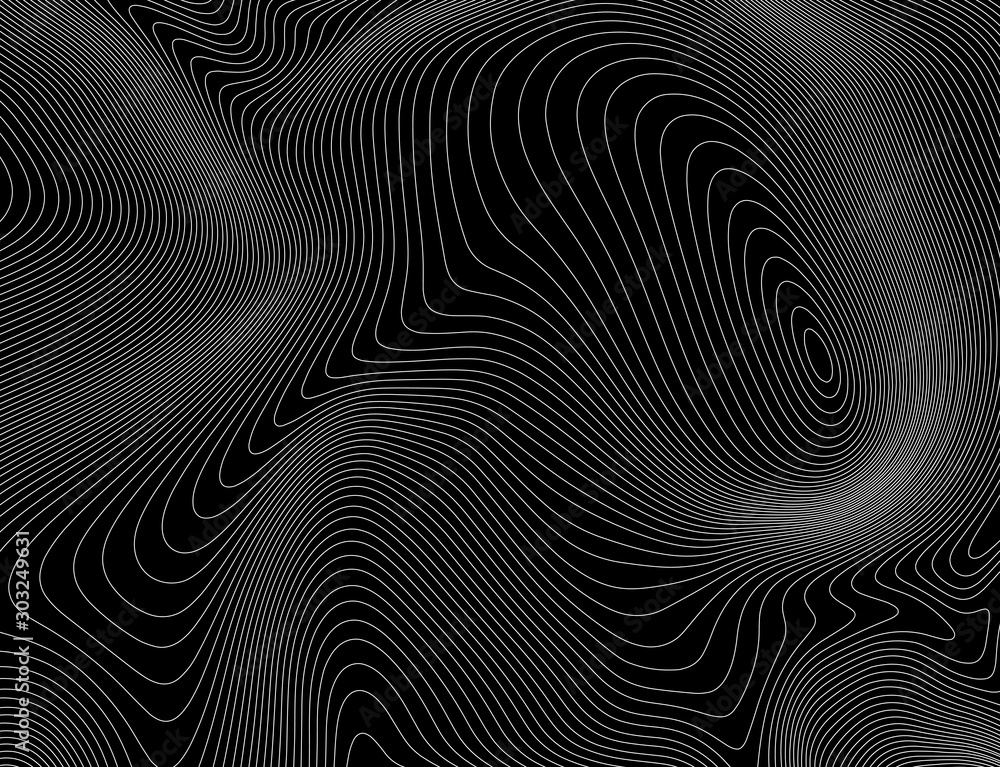 Abstract psychedelic linear wavy background. Modern vector design element.