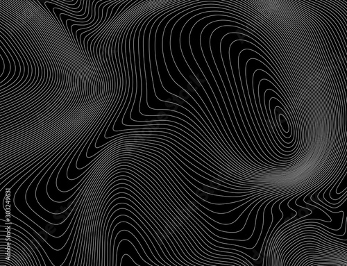 Abstract psychedelic linear wavy background. Modern vector design element.