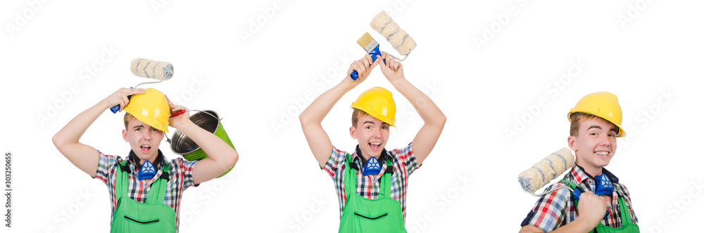 Funny painter isolated on white Funny painter isolated on white