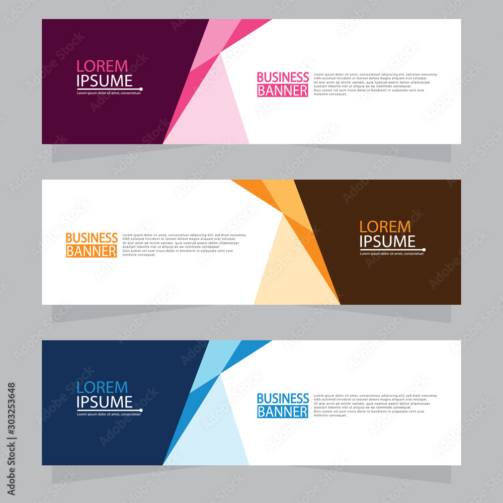 Fototapeta premium Vector abstract design web banner template. Web Design Elements - Header Design. Abstract geometric web banner template on grey background.Modern banner.