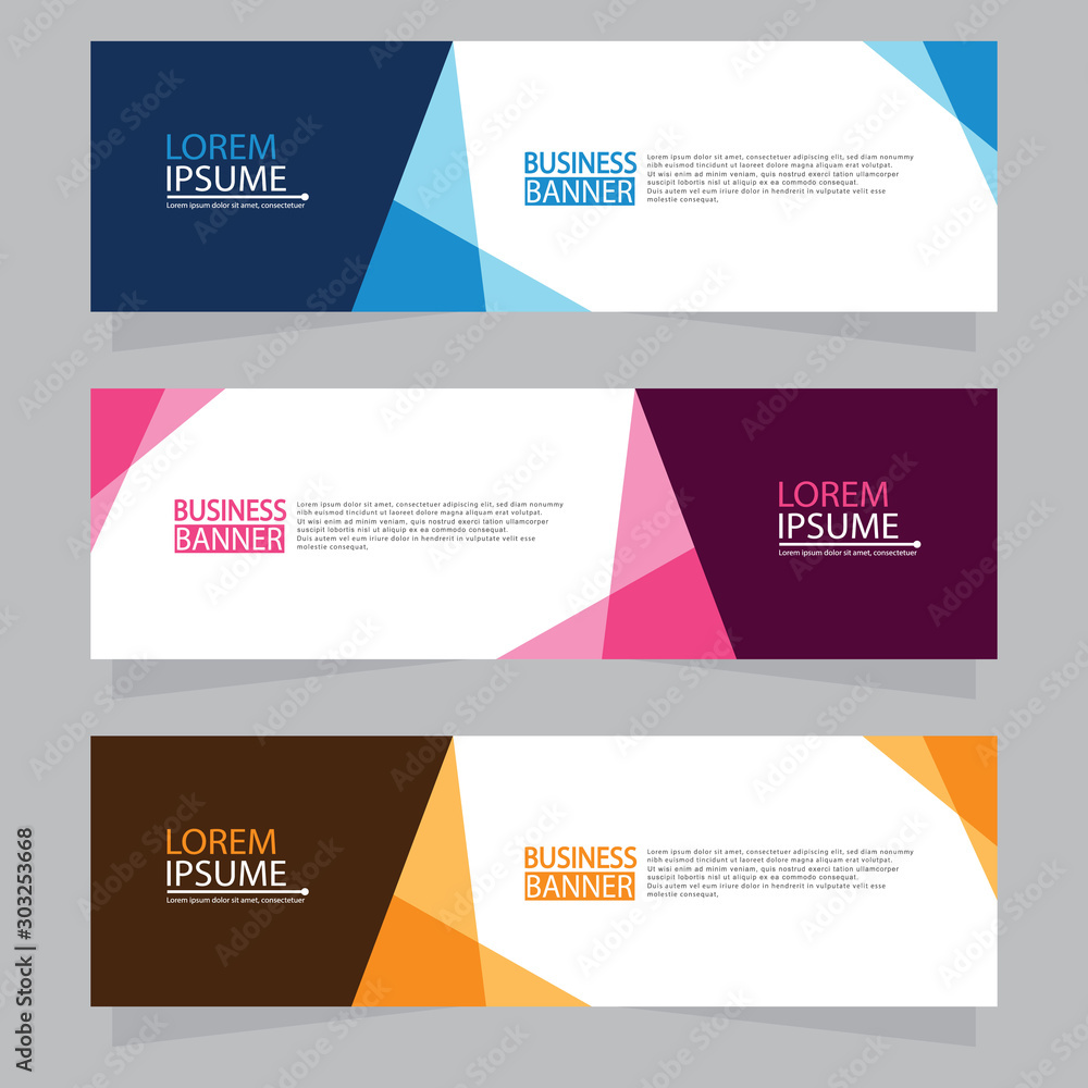 Naklejka premium Vector abstract design web banner template. Web Design Elements - Header Design. Abstract geometric web banner template on grey background.Modern banner.