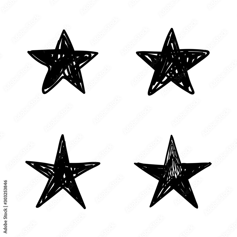 Obraz premium Star doodles collection. Hand drawn stars set.