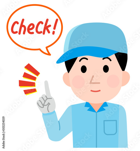 作業員　男性　チェック　イラスト