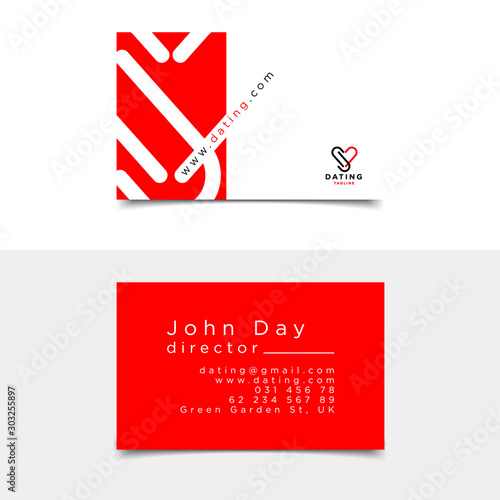 Red business card template