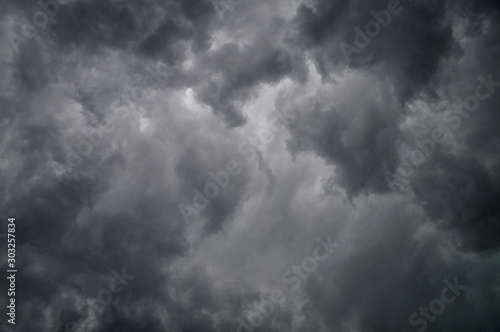 Dark ominous grey storm clouds. Dramatic sky before rain. Concepts: weather, anger, angry cloudscape