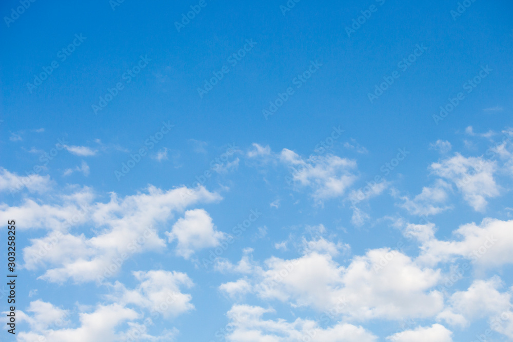 Bright blue sky with white clouds for background or wallpapers