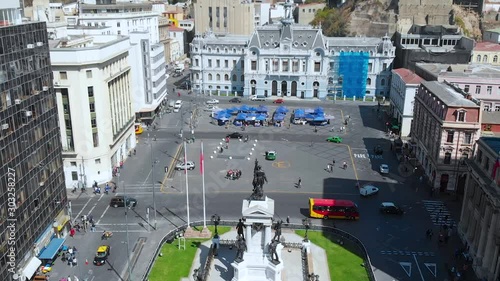 Monument Heroes of Iquique Square Sotomayor Plaza (Valparaiso Chile) aerial view photo