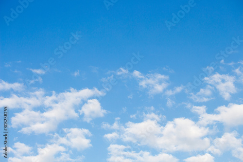 Bright blue sky with white clouds for background or wallpapers