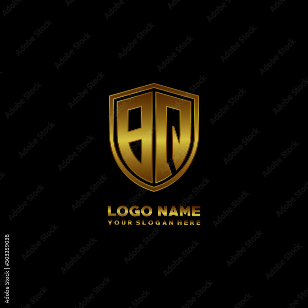 Initial letters BQ shield shape gold monogram logo. Shield Secure Safe logo design inspiration Initial letters BQ shield shape gold monogram logo. Shield Secure Safe logo design inspiration