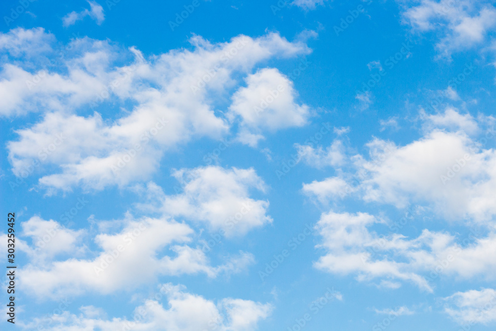 Bright blue sky with white clouds for background or wallpapers