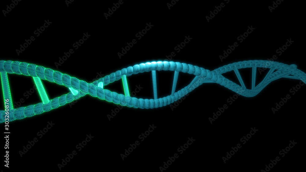 Abstract digits DNA scanning molecule For biology, biotechnology, chemistry, science, medicine, cosmetics, medical, background