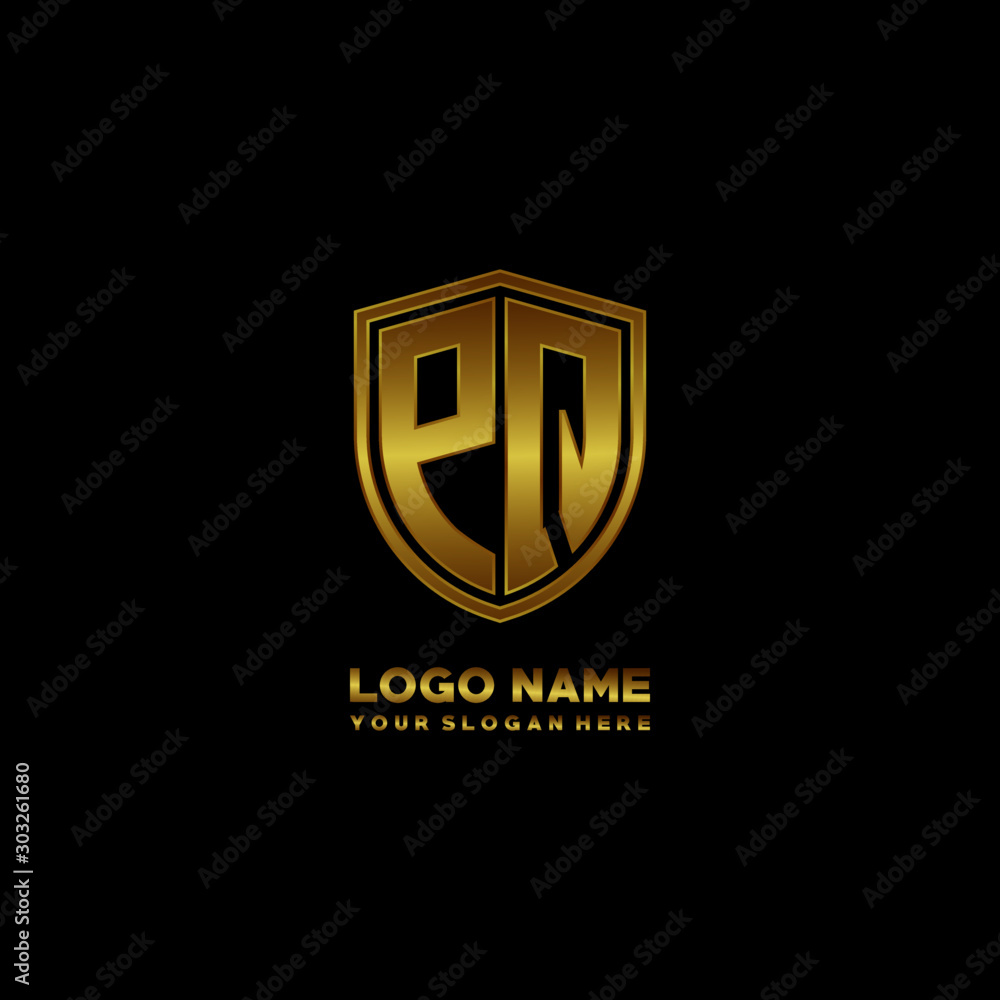 Initial letters PQ shield shape gold monogram logo. Shield Secure Safe logo design inspiration Initial letters PQ shield shape gold monogram logo. Shield Secure Safe logo design inspiration
