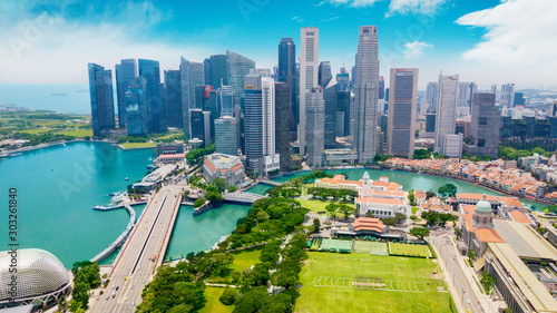 Aerial view of Singapore cityscape at day