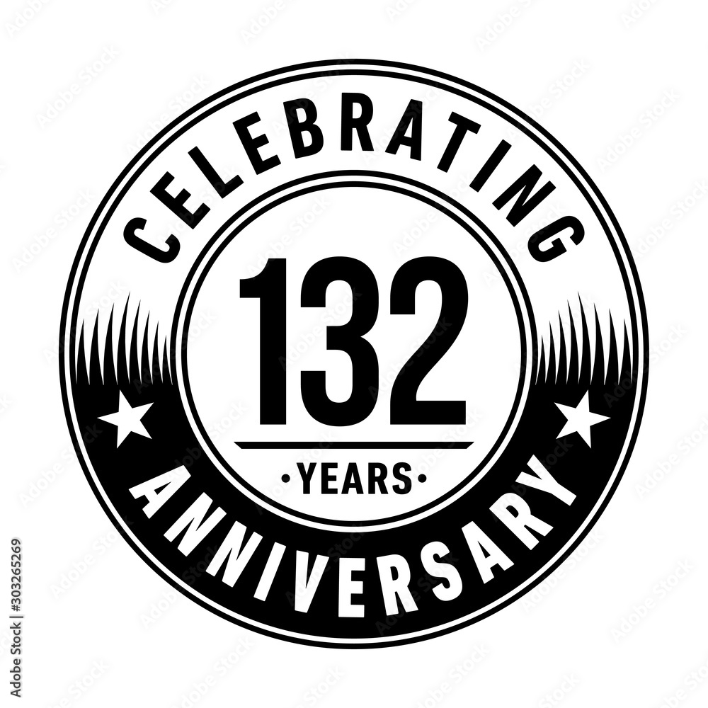 132 years anniversary celebration logo template. Vector and illustration.