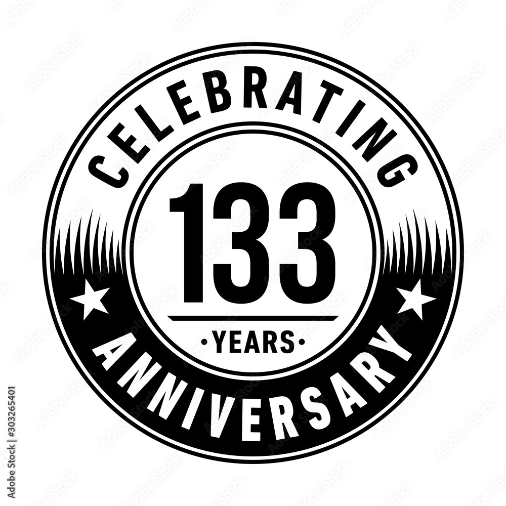133 years anniversary celebration logo template. Vector and illustration.