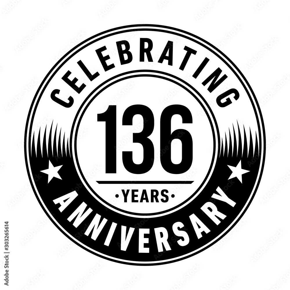 136 years anniversary celebration logo template. Vector and illustration.