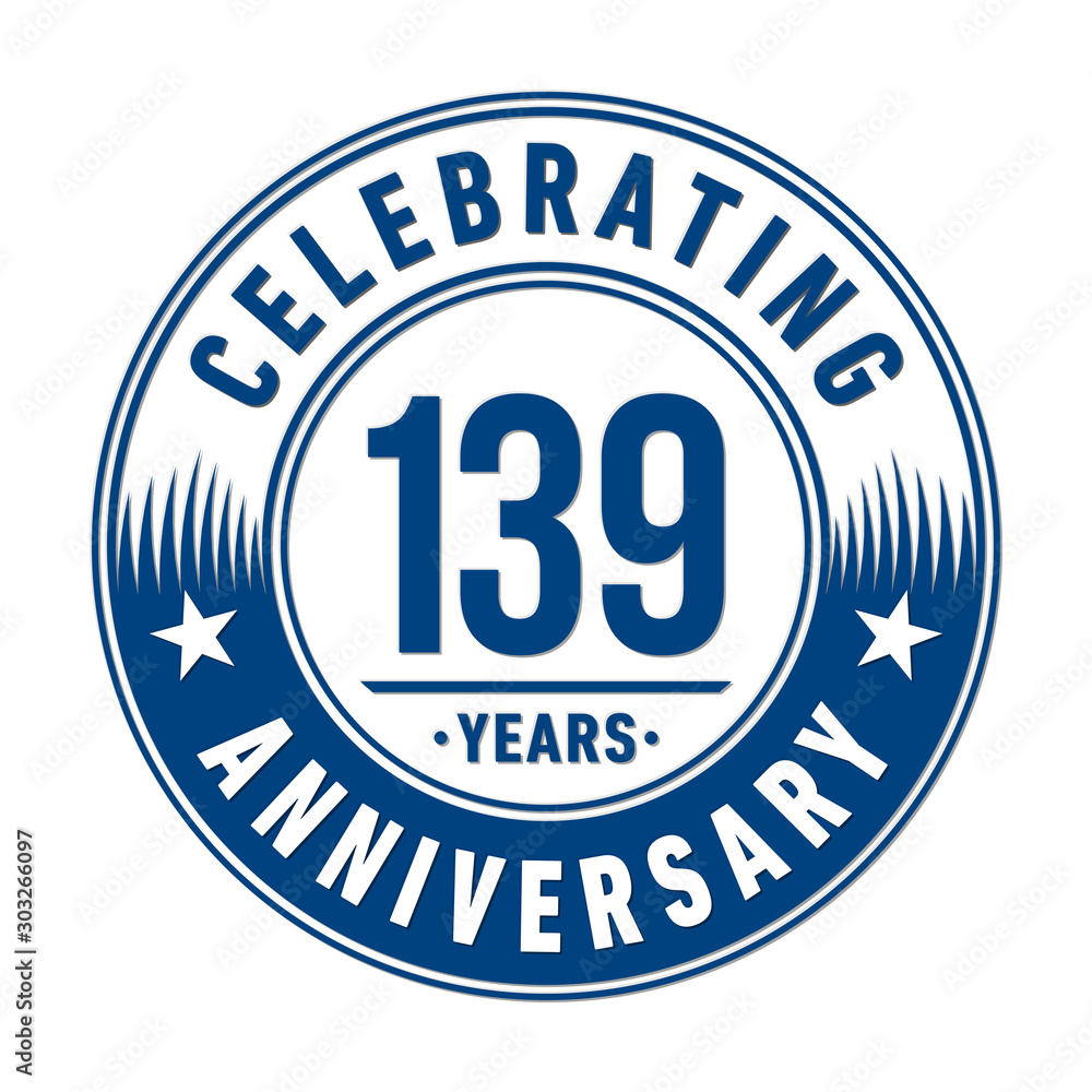 139 years anniversary celebration logo template. Vector and illustration.