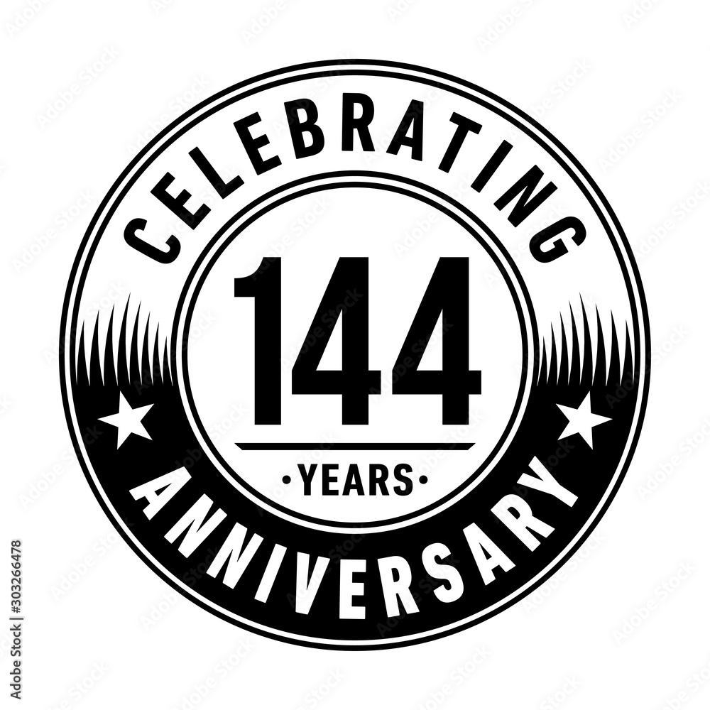 144 years anniversary celebration logo template. Vector and illustration.