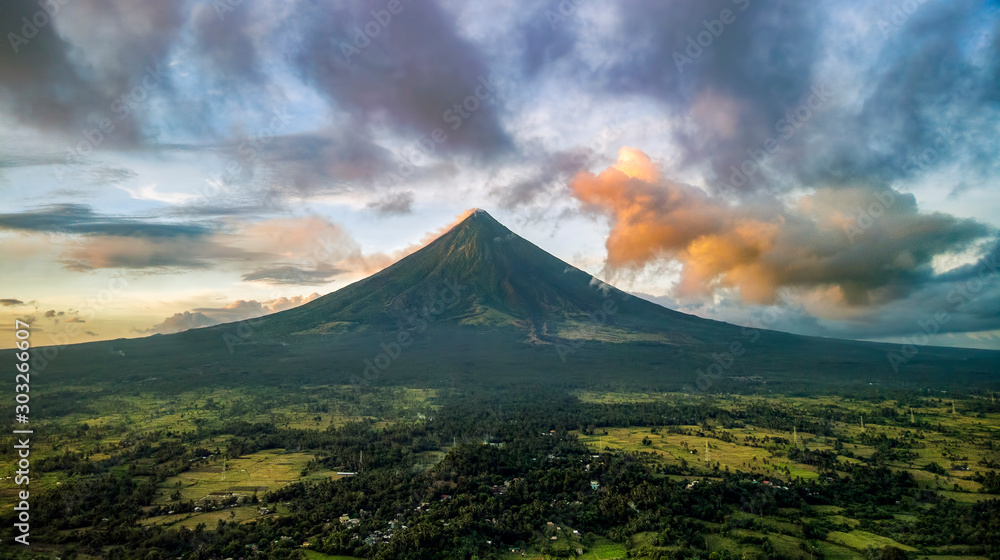 Panoramic or Panorama Mayon Volcano in Legazpi City albay Philippines Panoramic or Panorama Mayon Volcano in Legazpi City albay Philippines
