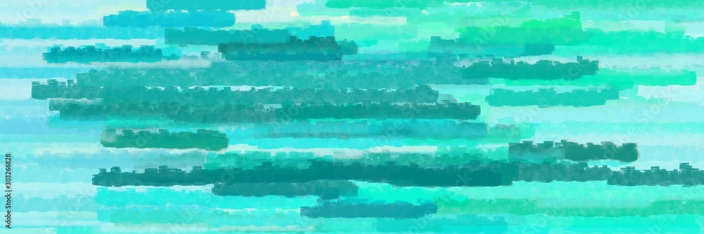 Fototapeta pozioma mozaika z grafiką tekstury z turkusowymi, bladoturkusowymi i akwamarynowymi kolorami