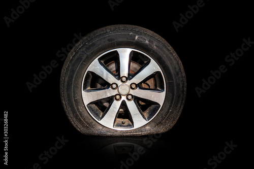 flat tire tires, safety separated from the background, cliping part