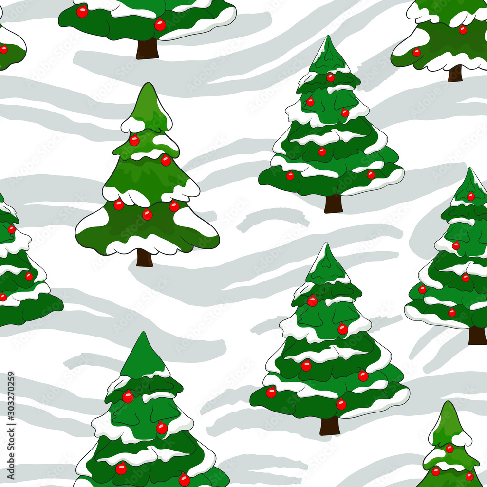 Seamless background with christmas trees and snow
