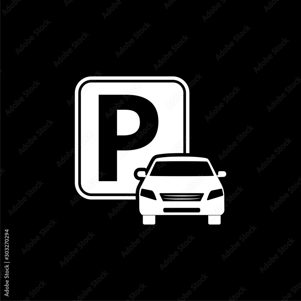 Parking icon isolated on black background Parking icon isolated on black background