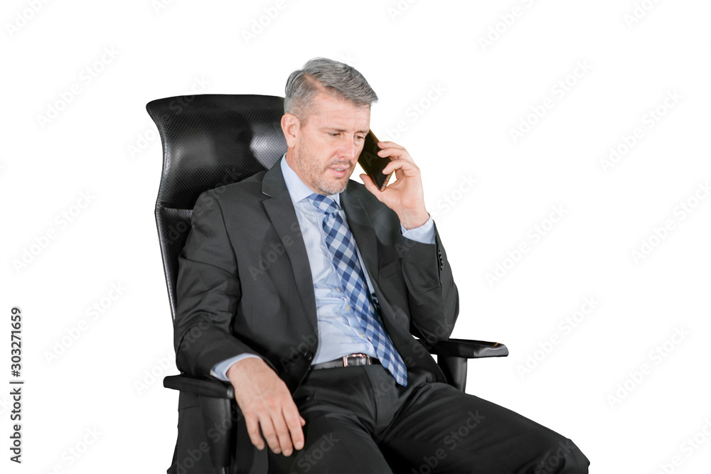 Unhappy young businessman having phone call Unhappy young businessman having phone call