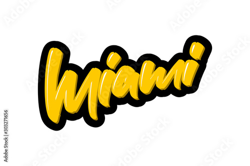 Miami hand drawn modern brush lettering. Vector illustration logo text for webpage, print and advertising.