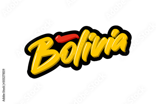Bolivia hand drawn modern brush lettering. Vector illustration logo text for webpage, print and advertising.